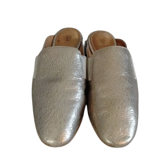 Frye Metallic Gold Leather Mule Flats Size 7.6 - Picture 2 of 10